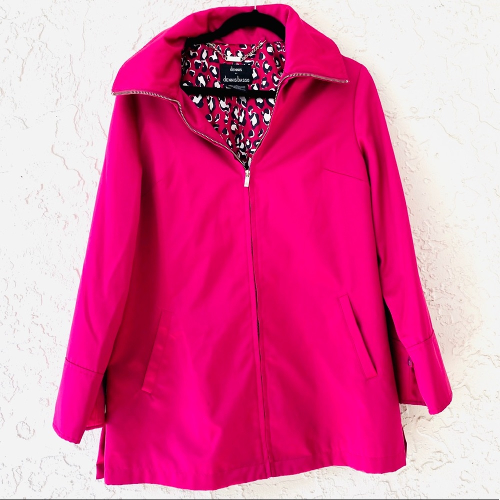 Dennis Basso Shiny Pink Zip-up Coat Sz Small